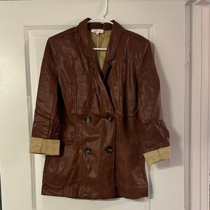 Another Love Brown Leather Double-Breasted Jacket
